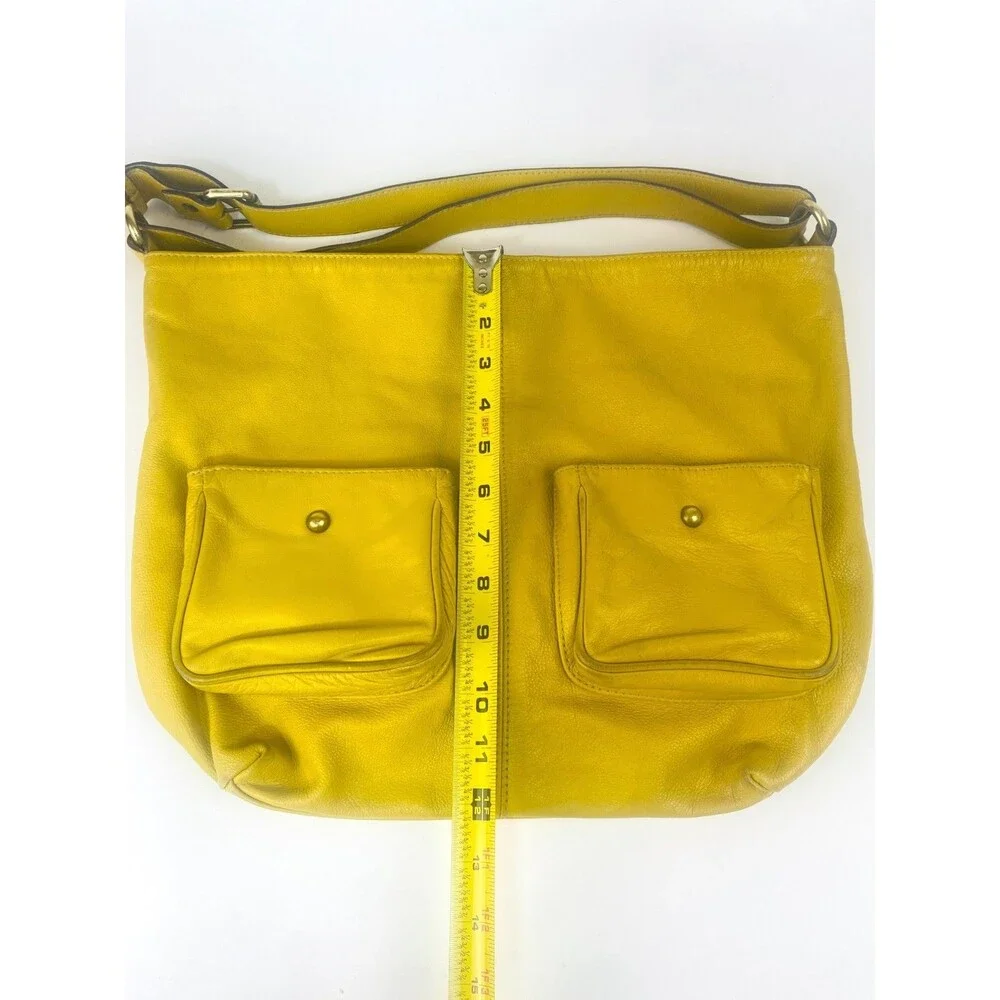 Toscani Italy Mustard Yellow Genuine Leather Slouchy Hobo Shoulder Bag Purse